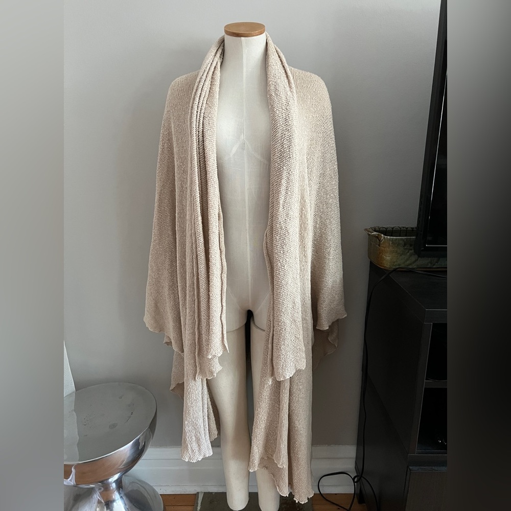 Vintage Sylvia Beitscher woven long beige cardigan